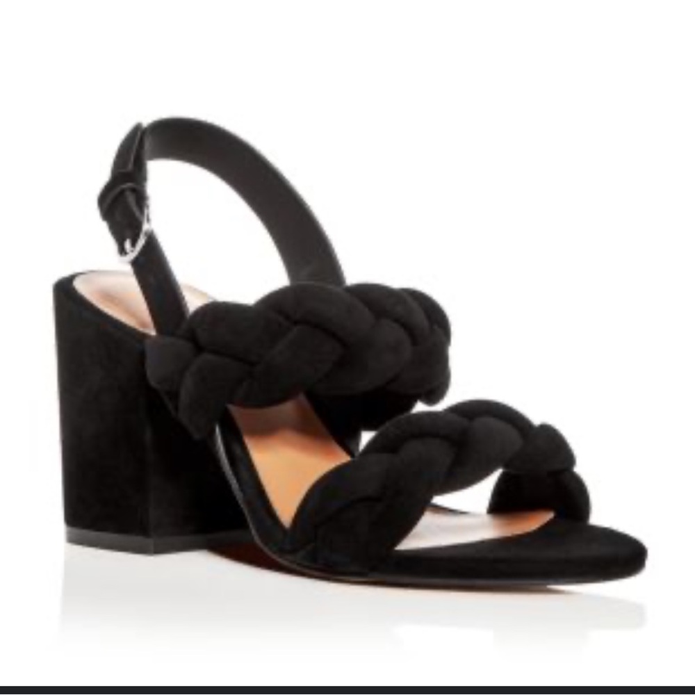 rebecca minkoff candace black suede slingback block heel